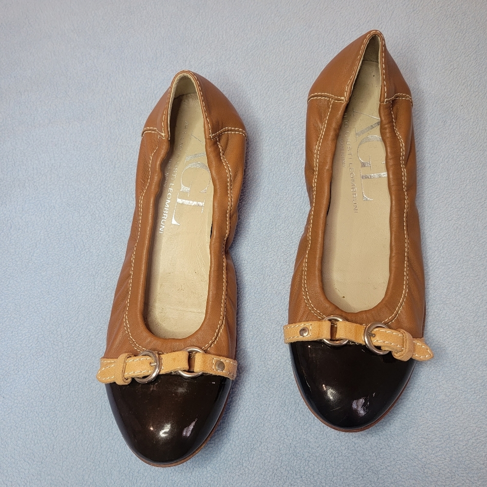AGLBrown 3 tone Leather Ballerina Flats Shoes 35.5 EU size 5 US.
